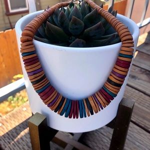 Afro Inspired Tribal Wooden Circle color Necklace